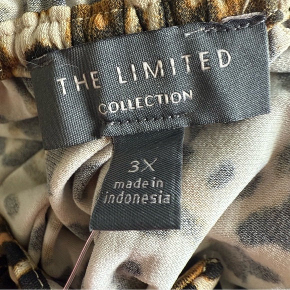 The Limited Women’s 3X Leopard Print Ruffle Neck Blouse Brown Beige Black - Picture 9 of 10